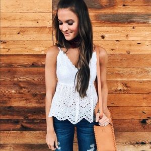 Eyelet Peplum Tank